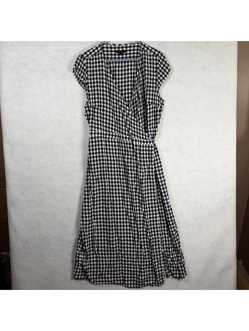 J.Crew Black and White Gingham Wrap Dress XL